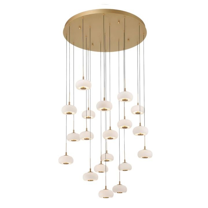Alabaster 19 Lights Round LED Chandelier - Antique BrassManorlights