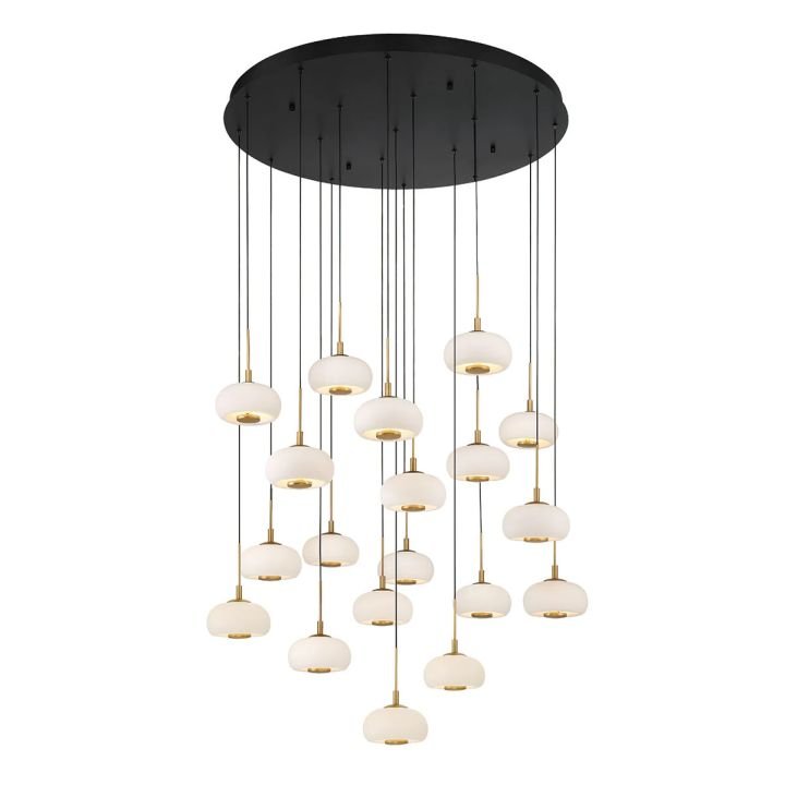 Alabaster 19 Lights Round LED Chandelier - Matte BlackManorlights