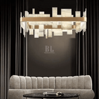 Alabaster Acropolis LED Square Chandelier - 19.7"W-Manorlights