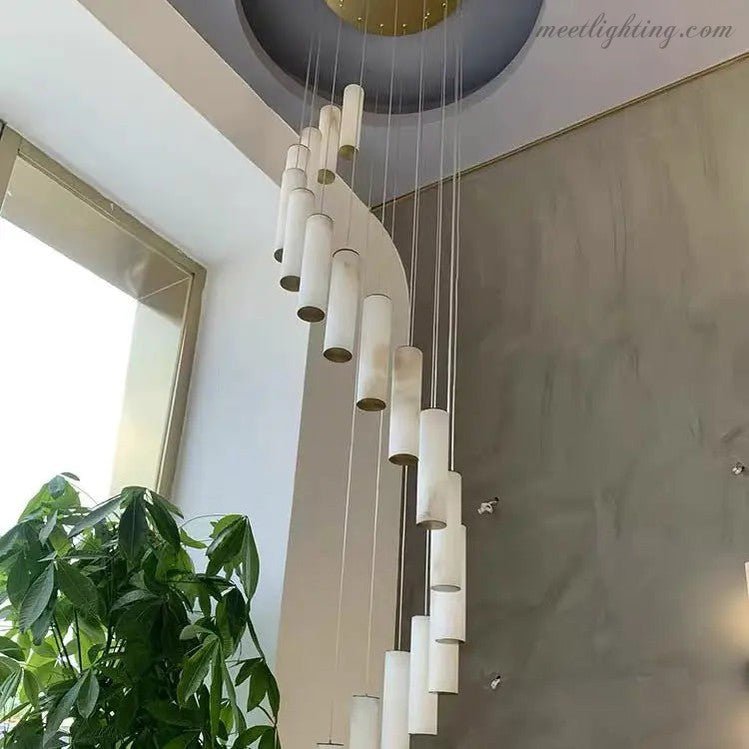 Alabaster Brass Spiral Indoor Modern Chandelier - Manorlights