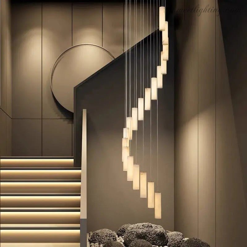 Alabaster Brass Spiral Indoor Modern Chandelier - Manorlights