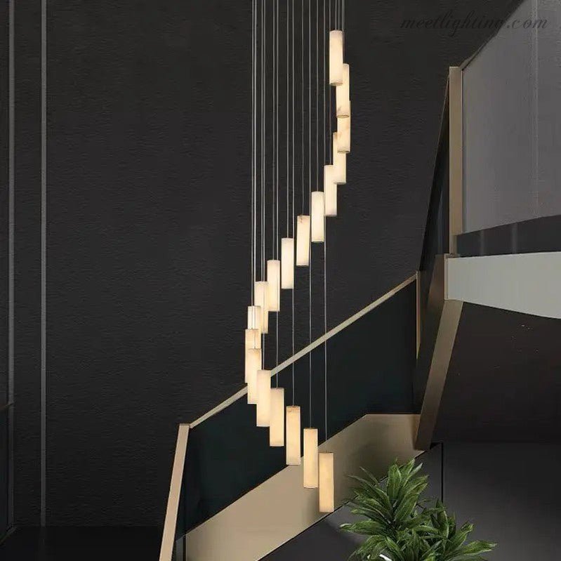 Alabaster Brass Spiral Indoor Modern Chandelier - Manorlights
