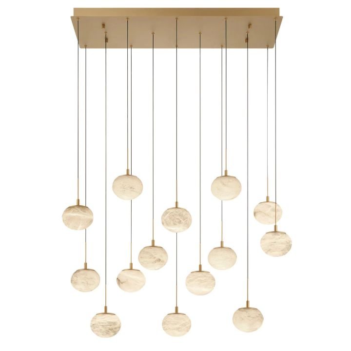 Alabaster Codri Linear LED Chandelier - Antique Brass14 LightManorlights