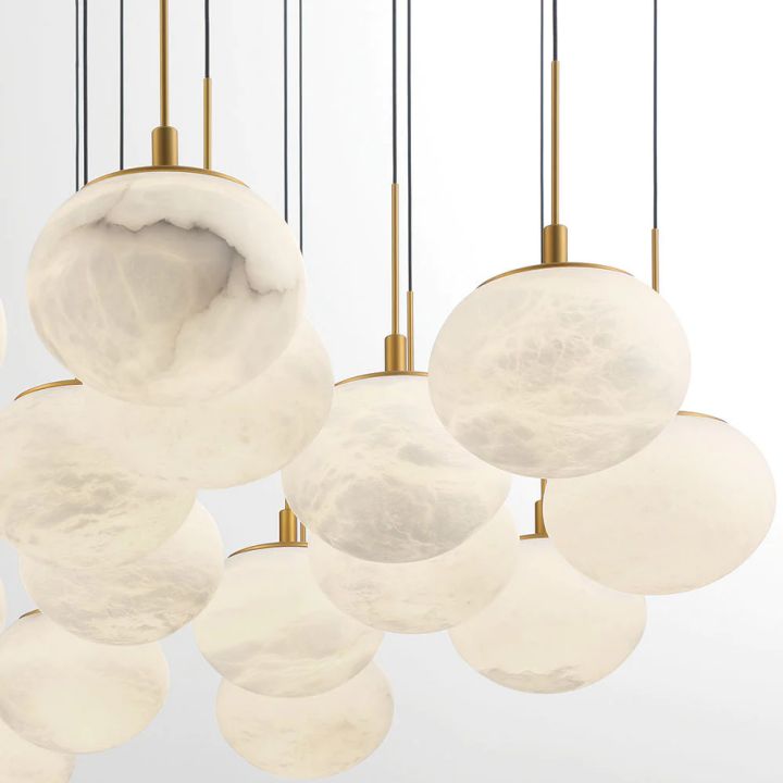 Alabaster Codri Linear LED Chandelier - Antique Brass14 LightManorlights