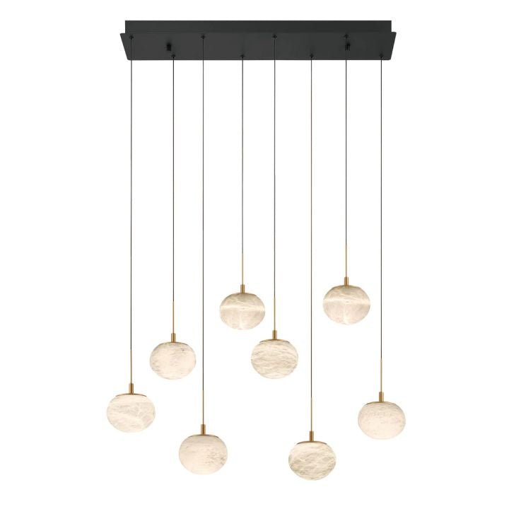Alabaster Codri Linear LED Chandelier - Antique Brass8 LightManorlights
