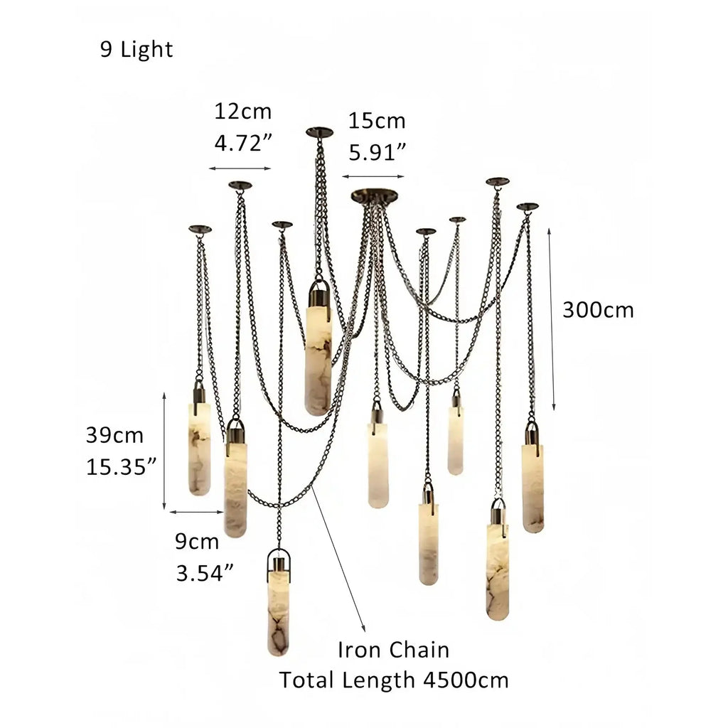 Alabaster Flint 1/2/3/5/7/9/12/15 - Light LED Multi - Drop Pendant - 9 lightsManor Lights