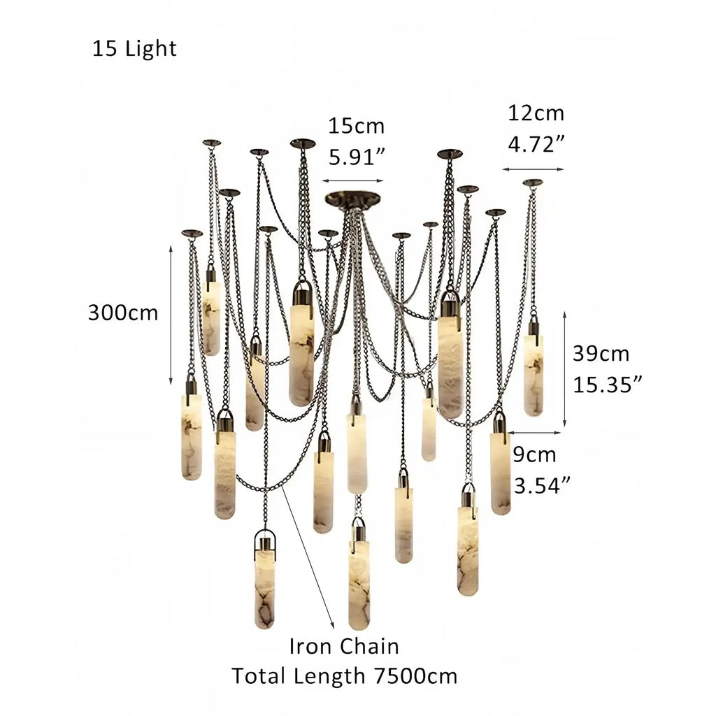Alabaster Flint 1/2/3/5/7/9/12/15 - Light LED Multi - Drop Pendant - 9 lightsManor Lights
