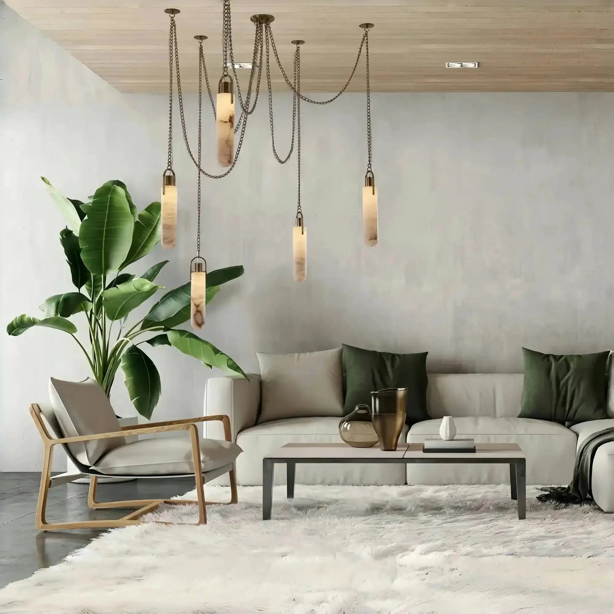 Alabaster Flint 1/2/3/5/7/9/12/15 - Light LED Multi - Drop Pendant - 5 lightsManor Lights