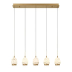 Alabaster Linear LED Chandelier - Antique Brass5 LightManorlights
