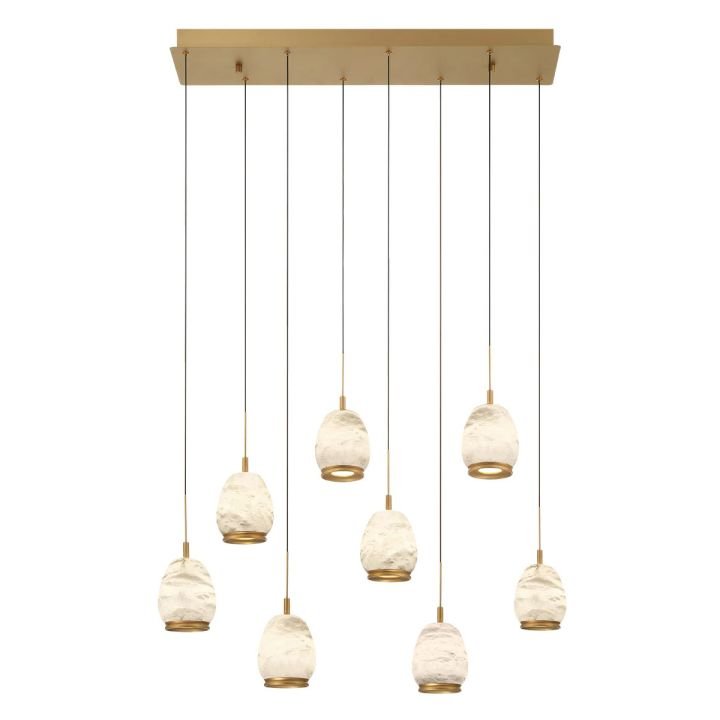 Alabaster Linear LED Chandelier - Antique Brass8 LightManorlights