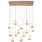 Alabaster Linear LED Chandelier - Antique Brass14 LightManorlights