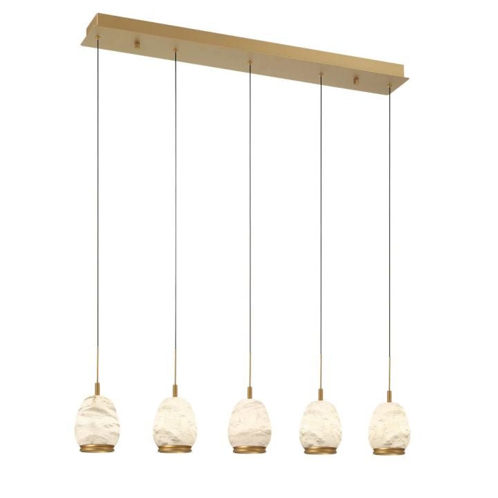 Alabaster Linear LED Chandelier - Antique Brass5 LightManorlights