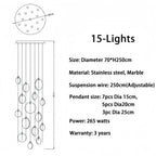 Alabaster Long Staircase Chandelier 5 styles - 15 LightsBlushlighting