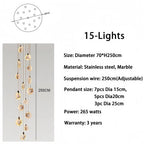 Alabaster Long Staircase Chandelier 5 styles - 15 LightsBlushlighting