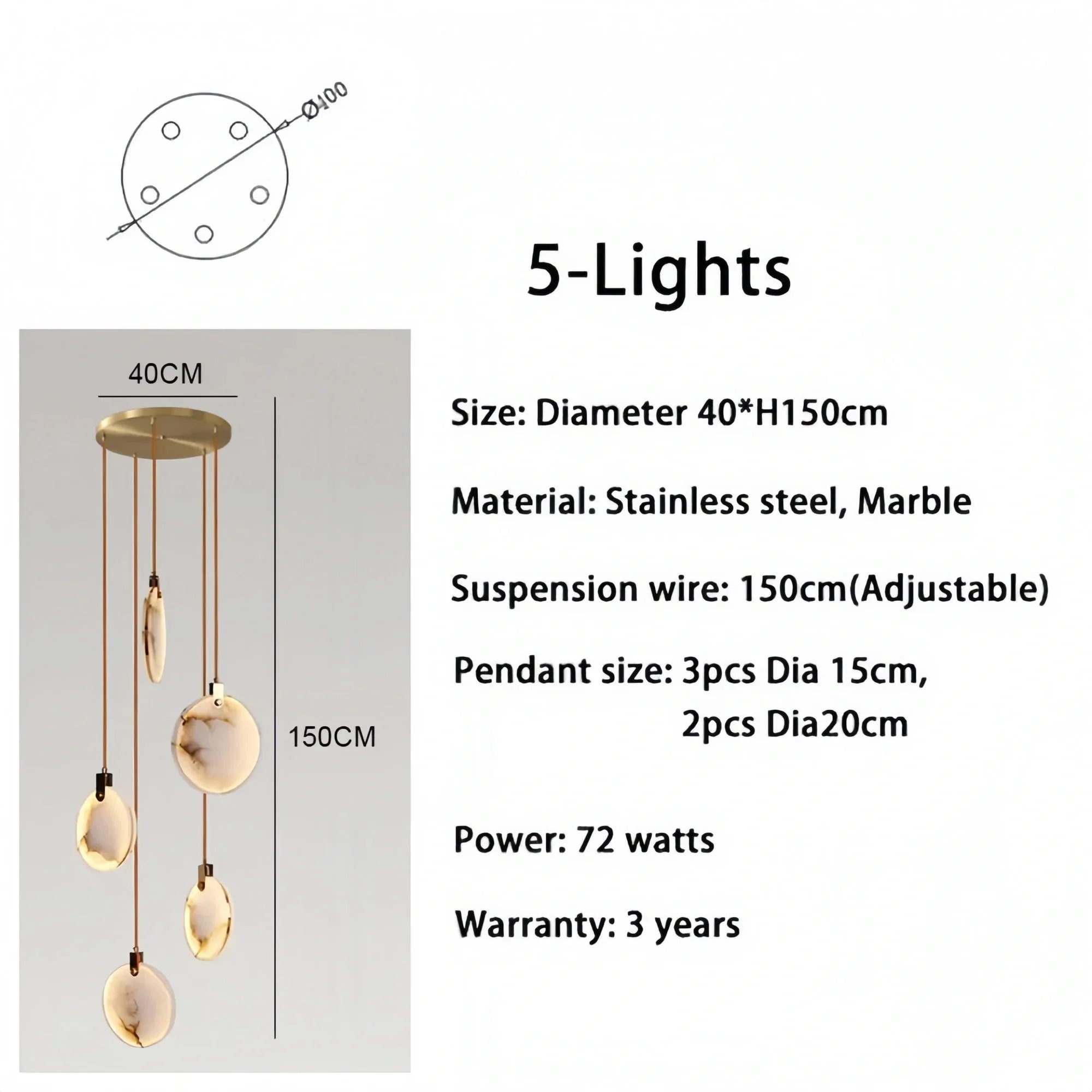 Alabaster Long Staircase Chandelier 5 styles - 15 LightsBlushlighting