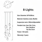 Alabaster Long Staircase Chandelier 5 styles - 15 LightsBlushlighting