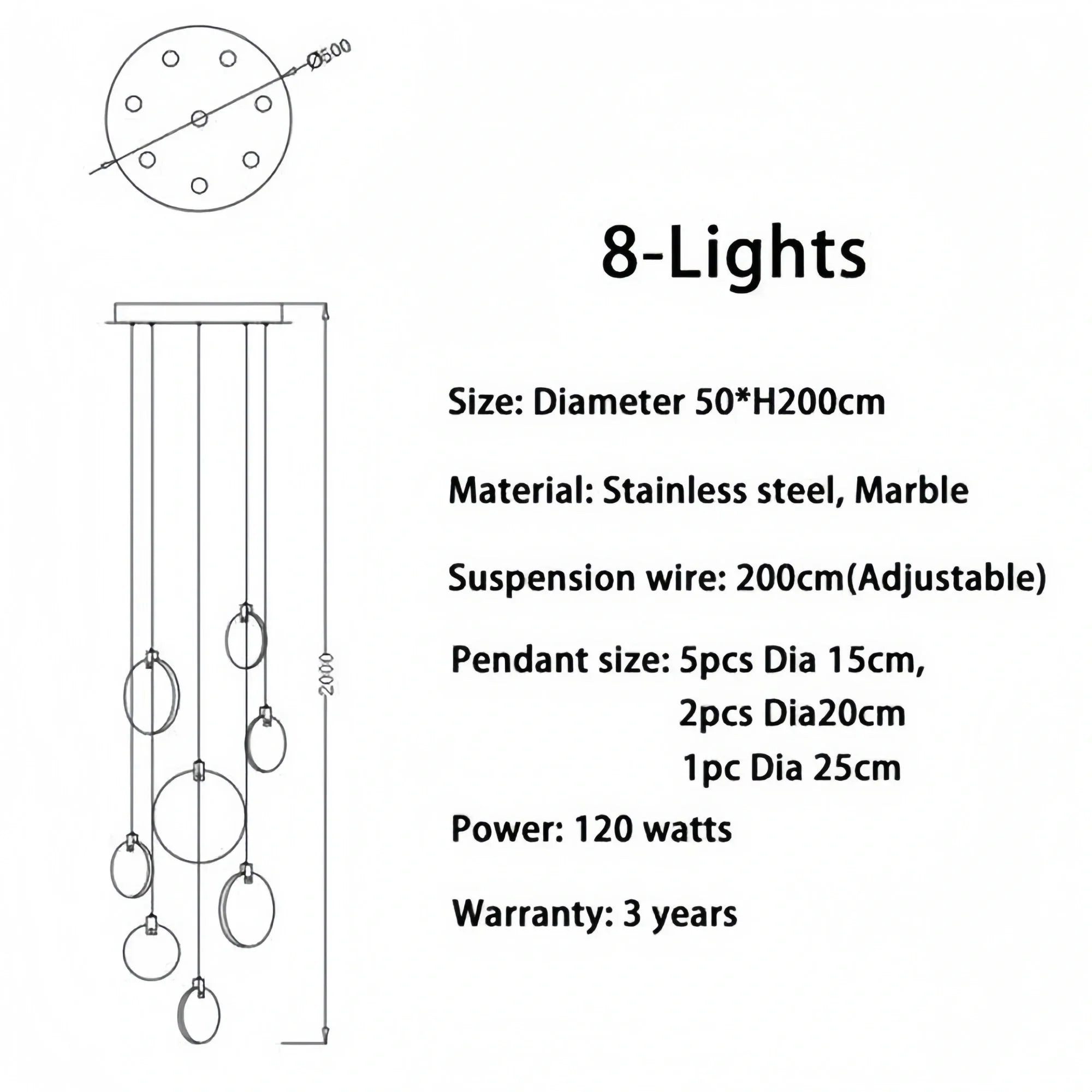 Alabaster Long Staircase Chandelier 5 styles - 15 LightsBlushlighting