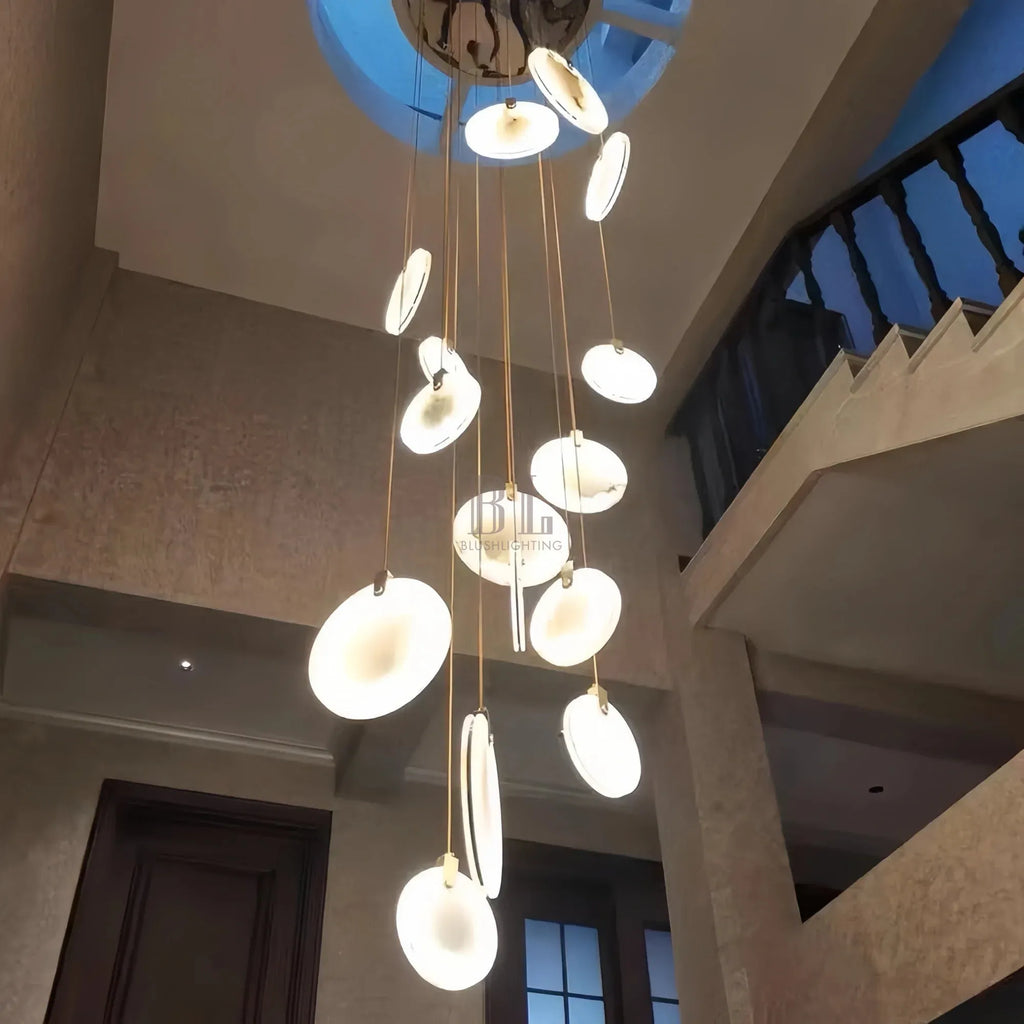 Alabaster Long Staircase Chandelier 5 styles - 10 LightsBlushlighting