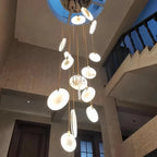 Alabaster Long Staircase Chandelier 5 styles - 10 LightsBlushlighting
