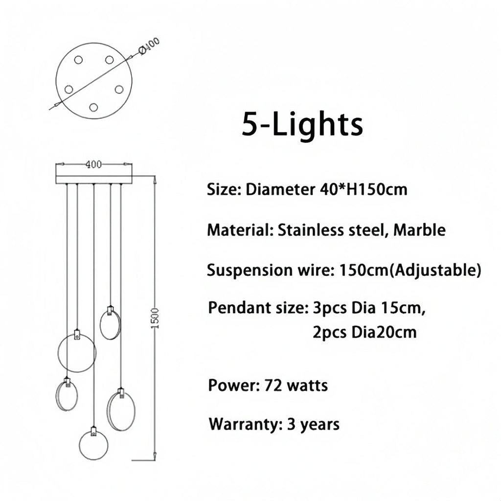 Alabaster Long Staircase Chandelier 5 styles - 15 LightsBlushlighting