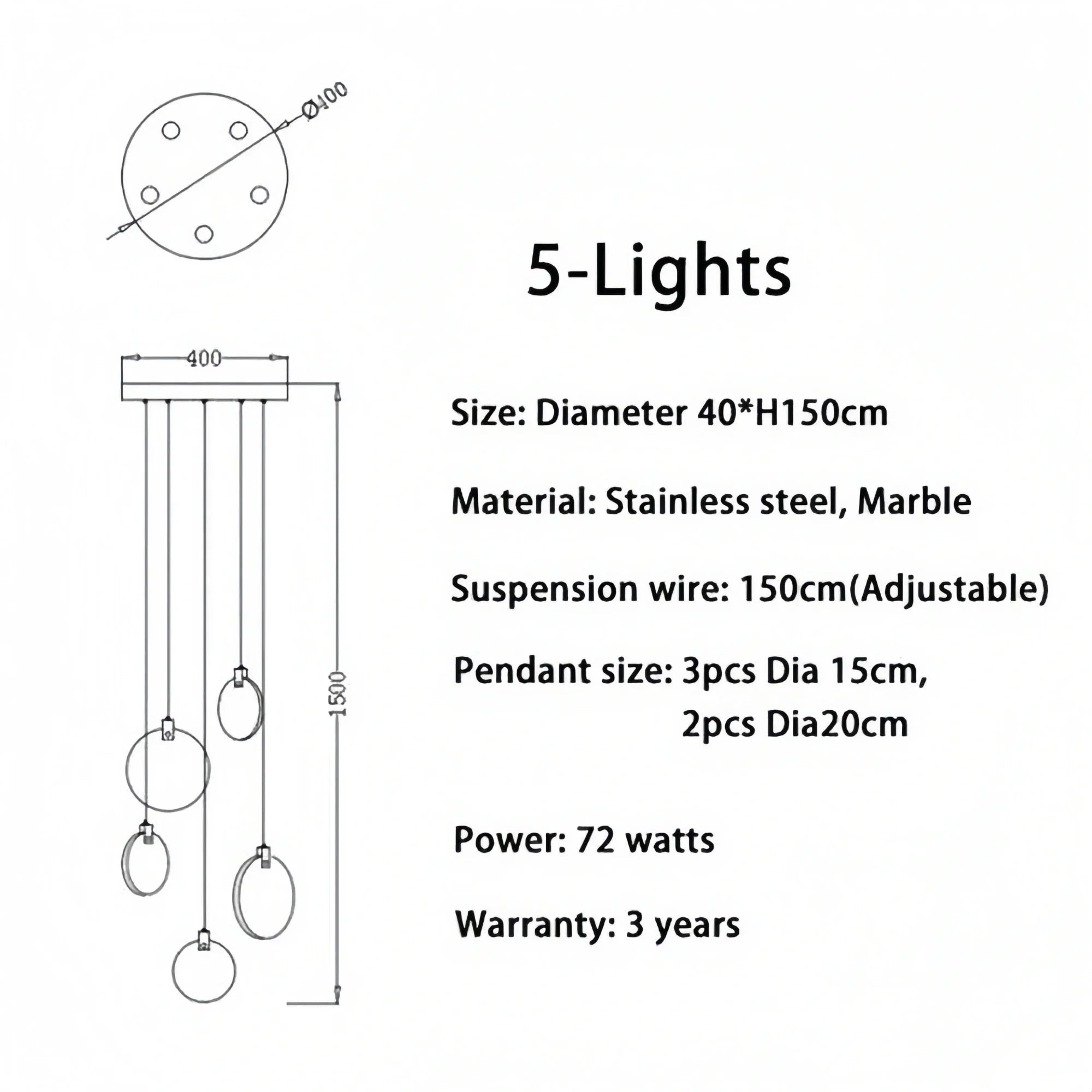 Alabaster Long Staircase Chandelier 5 styles - 15 LightsBlushlighting