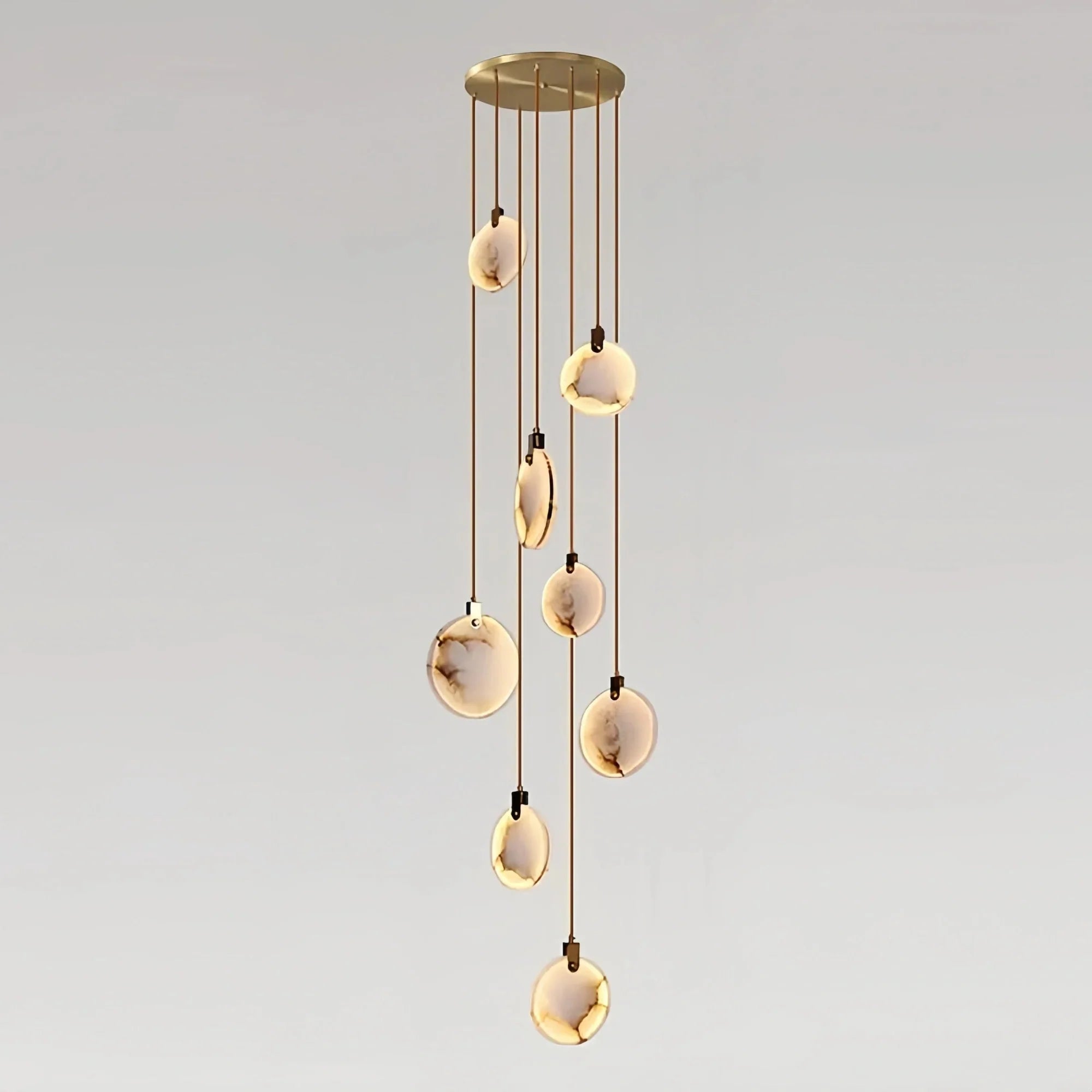 Alabaster Long Staircase Chandelier 5 styles - 5 LightsBlushlighting