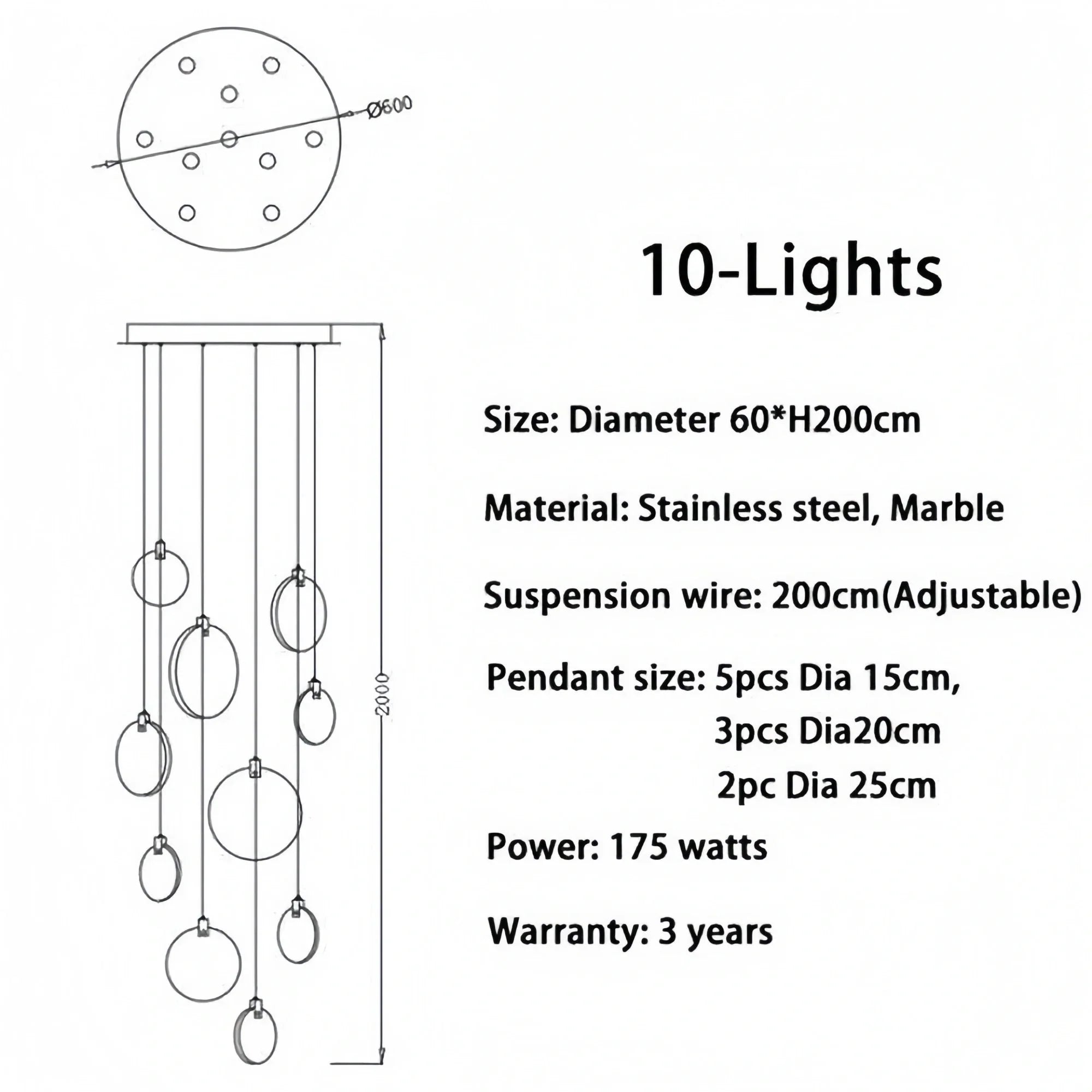 Alabaster Long Staircase Chandelier 5 styles - 15 LightsBlushlighting