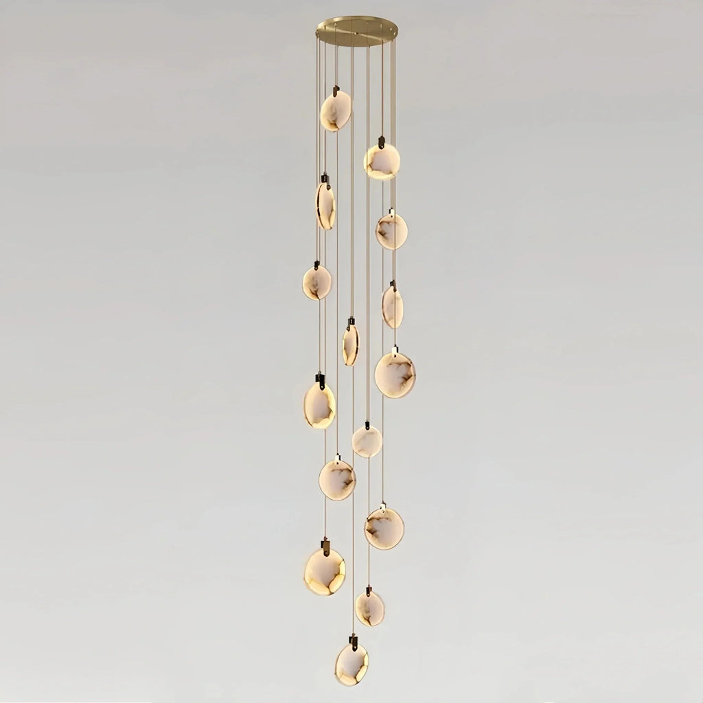 Alabaster Long Staircase Chandelier 5 styles - 15 LightsBlushlighting