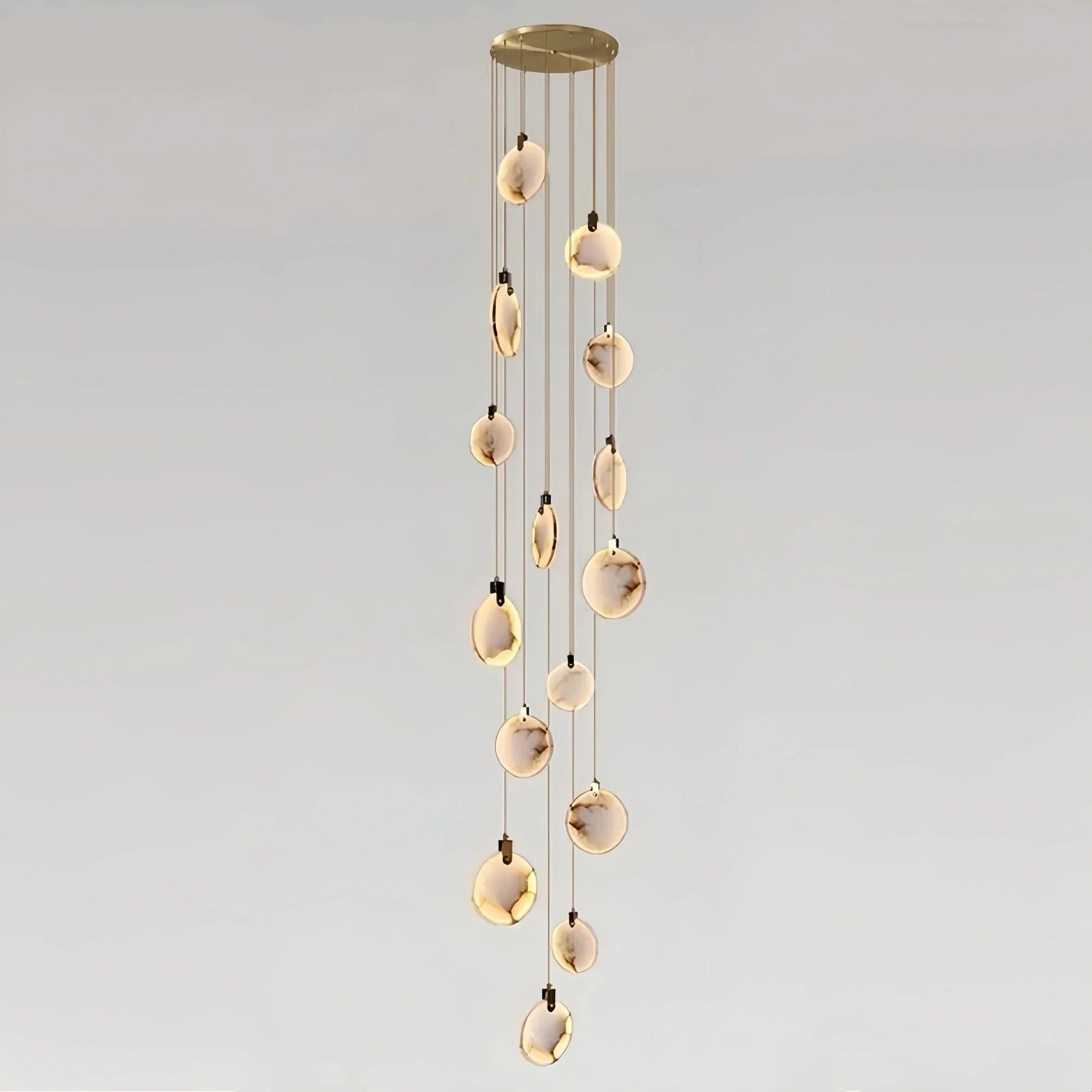Alabaster Long Staircase Chandelier 5 styles - 15 LightsBlushlighting