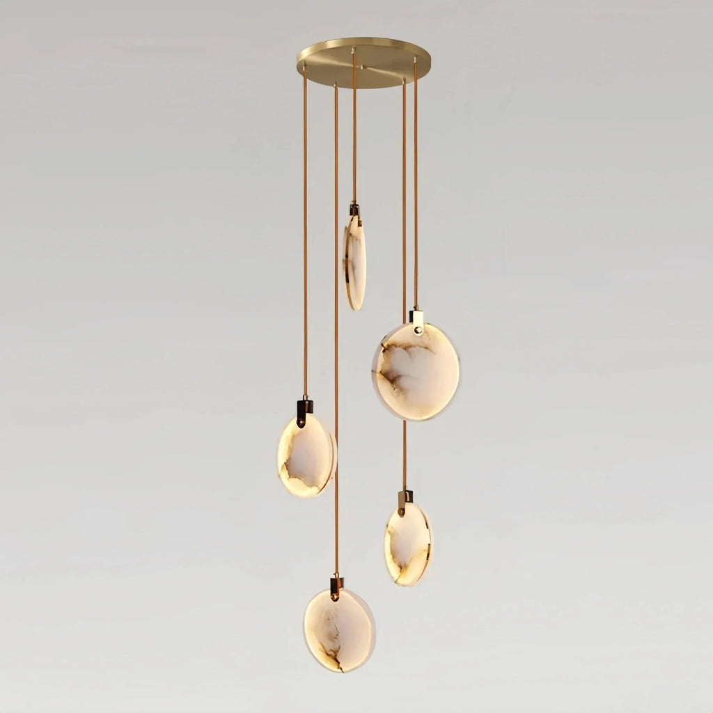 Alabaster Long Staircase Chandelier 5 styles - 5 LightsBlushlighting