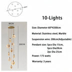 Alabaster Long Staircase Chandelier 5 styles - 15 LightsBlushlighting