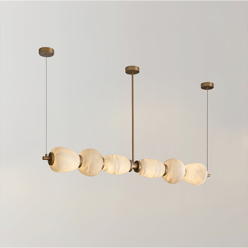 Alabaster Pebble Linear Chandelier - L 53.1″ x W 5.5″ x H 59.1″Gold & WhiteWarm LightManorlights