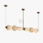 Alabaster Pebble Linear Chandelier - L 53.1″ x W 5.5″ x H 59.1″Gold & WhiteWarm LightManorlights