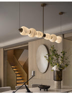 Alabaster Pebble Linear Chandelier - L 53.1″ x W 5.5″ x H 59.1″Gold & WhiteWarm LightManorlights