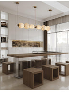 Alabaster Pebble Linear Chandelier - L 53.1″ x W 5.5″ x H 59.1″Gold & WhiteWarm LightManorlights