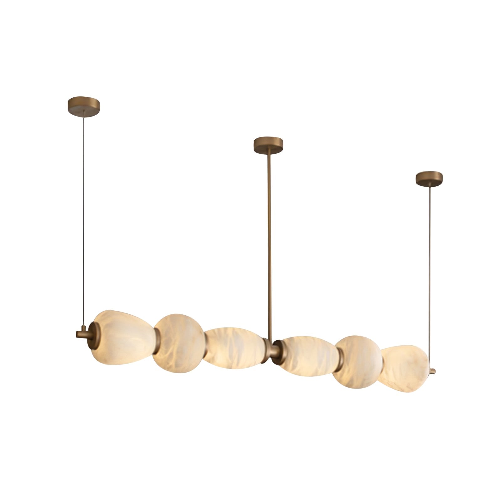 Alabaster Pebble Linear Chandelier - L 53.1″ x W 5.5″ x H 59.1″Gold & WhiteWarm LightManorlights