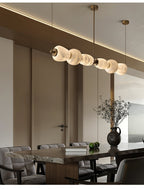 Alabaster Pebble Linear Chandelier - L 53.1″ x W 5.5″ x H 59.1″Gold & WhiteWarm LightManorlights