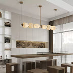 Alabaster Pebble Linear Chandelier - L 53.1″ x W 5.5″ x H 59.1″Gold & WhiteWarm LightManorlights