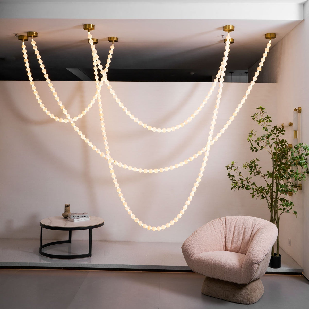 Alabaster Pearl Necklace Chandelier by Manor Lights