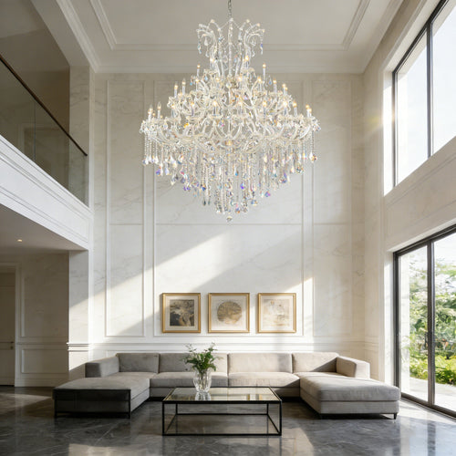 48 Lights Big Maria Theresa Chandelier 59X71 Inch Chrome Crystal Chandelier for Living Room-大吊灯-Manorlights