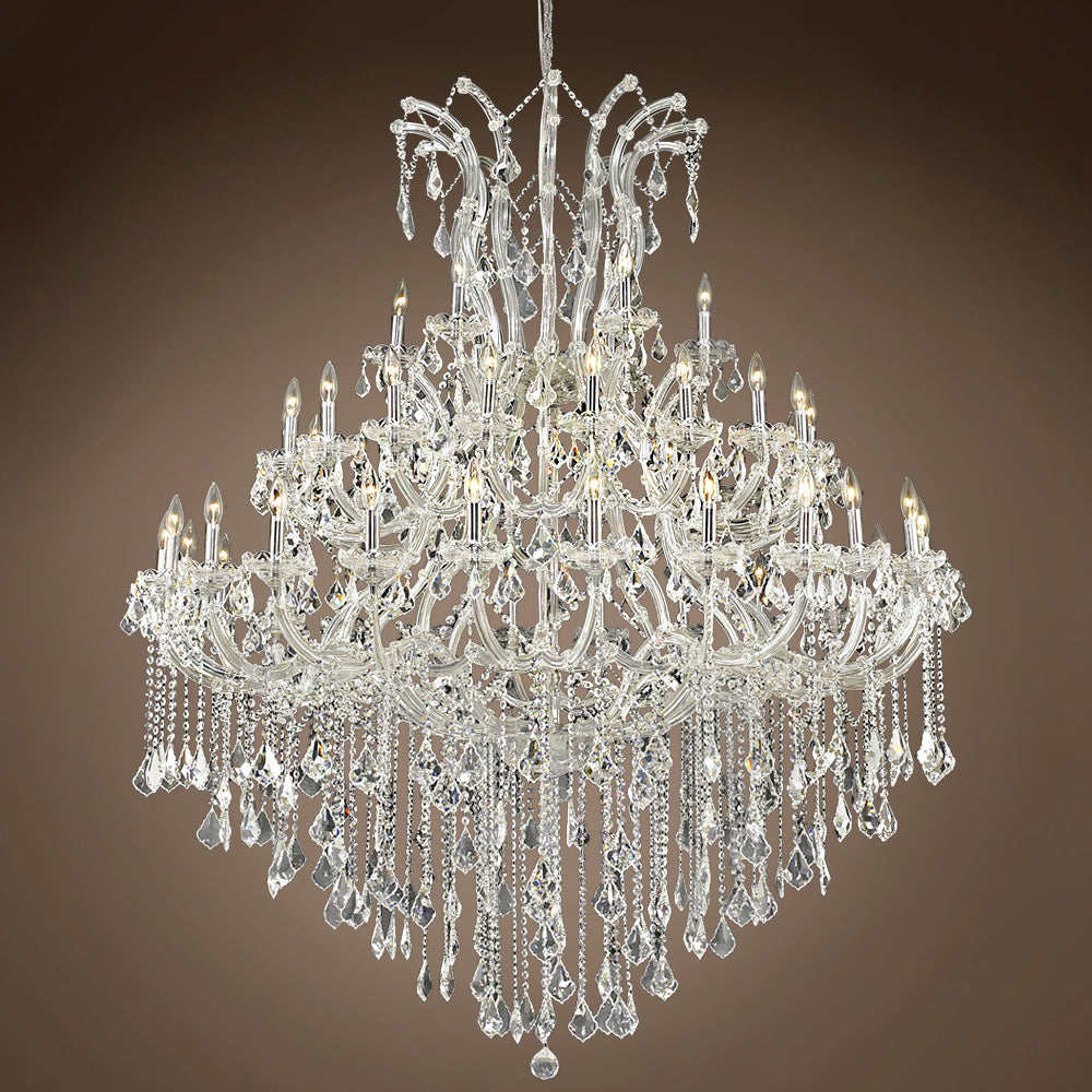 48 Lights Big Maria Theresa Chandelier 59X71 Inch Chrome Crystal Chandelier for Living Room-大吊灯-Manorlights
