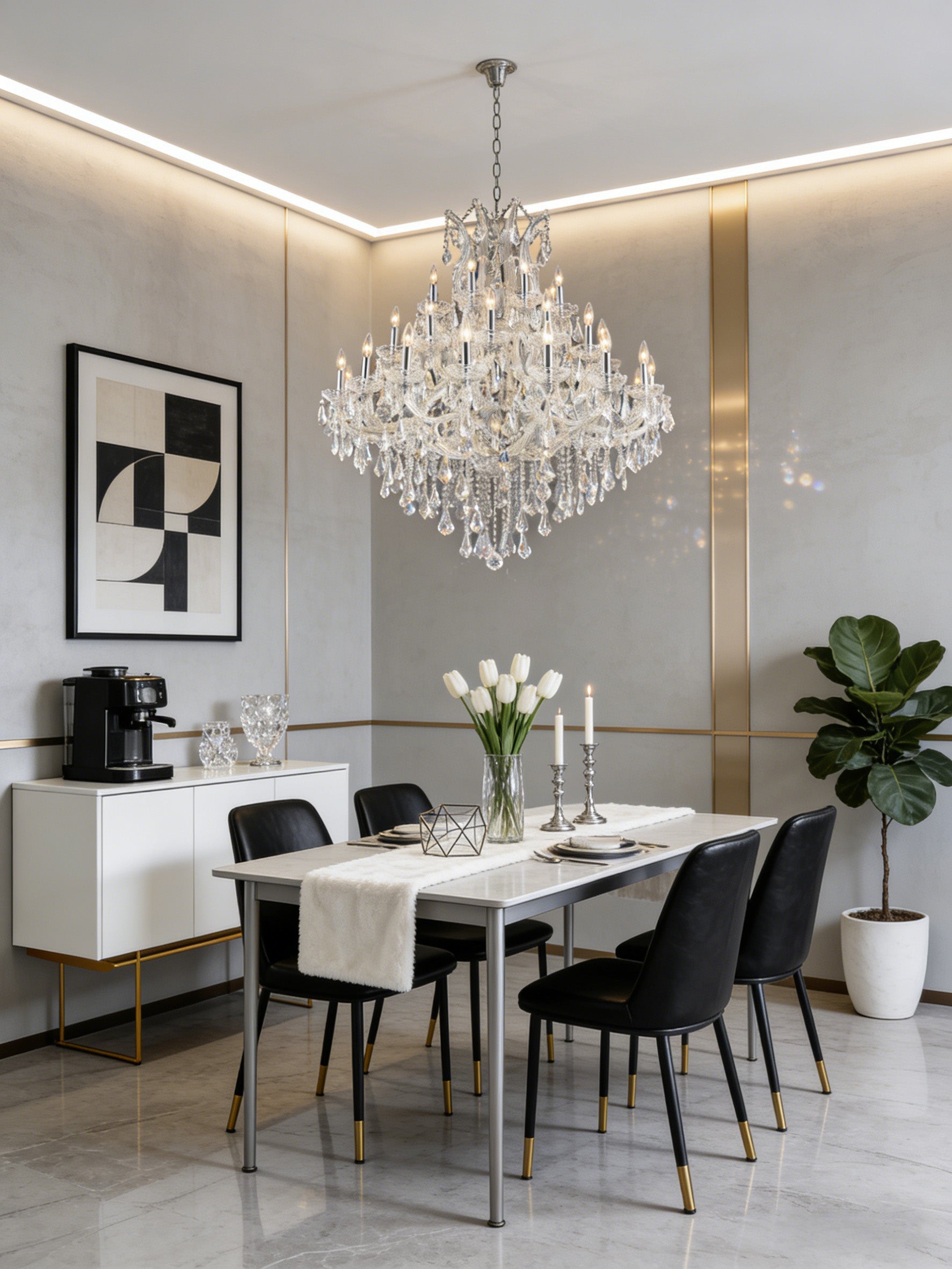 37 Lights Maria Theresa Chandelier 44 Inch Elegant Chrome Crystal Lighting-大吊灯-Manorlights