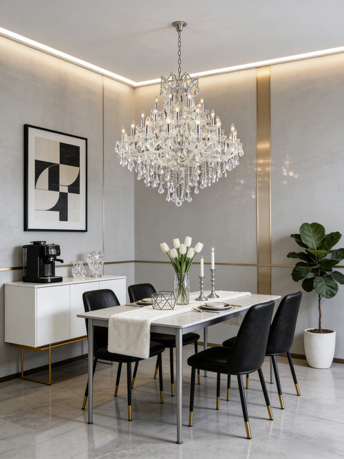 37 Lights Maria Theresa Chandelier 44 Inch Elegant Chrome Crystal Lighting-大吊灯-Manorlights