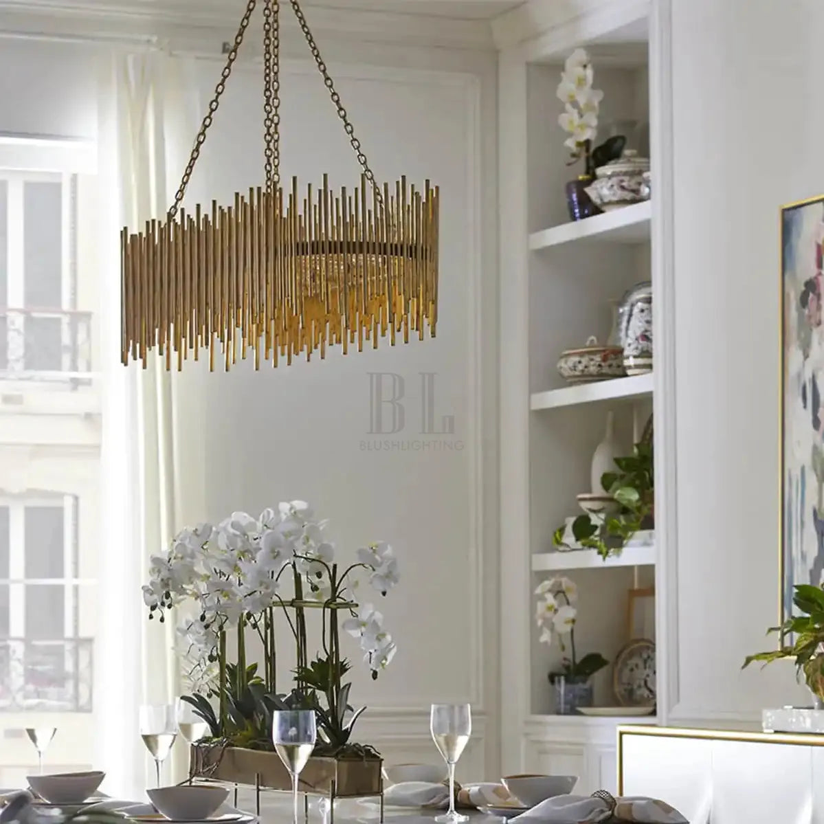 Althely 10 Lights Rectangle Pendant Chandelier-Manorlights