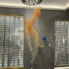 Amber Art Glass Spiral Chandelier for Staircase & High Ceiling Foyer - D39.4"*H118.5"(D100cm*H301cm)Warm LightManorlights