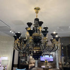 American Traditional Branch Crystal Chandelier with Candle Design in Black and Gold - 10 Lights:D33.5"*H23.6"Warm LightManorlights