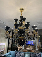 American Traditional Branch Crystal Chandelier with Candle Design in Black and Gold - 12 Lights:D33.5"*H27.6"Warm LightManorlights