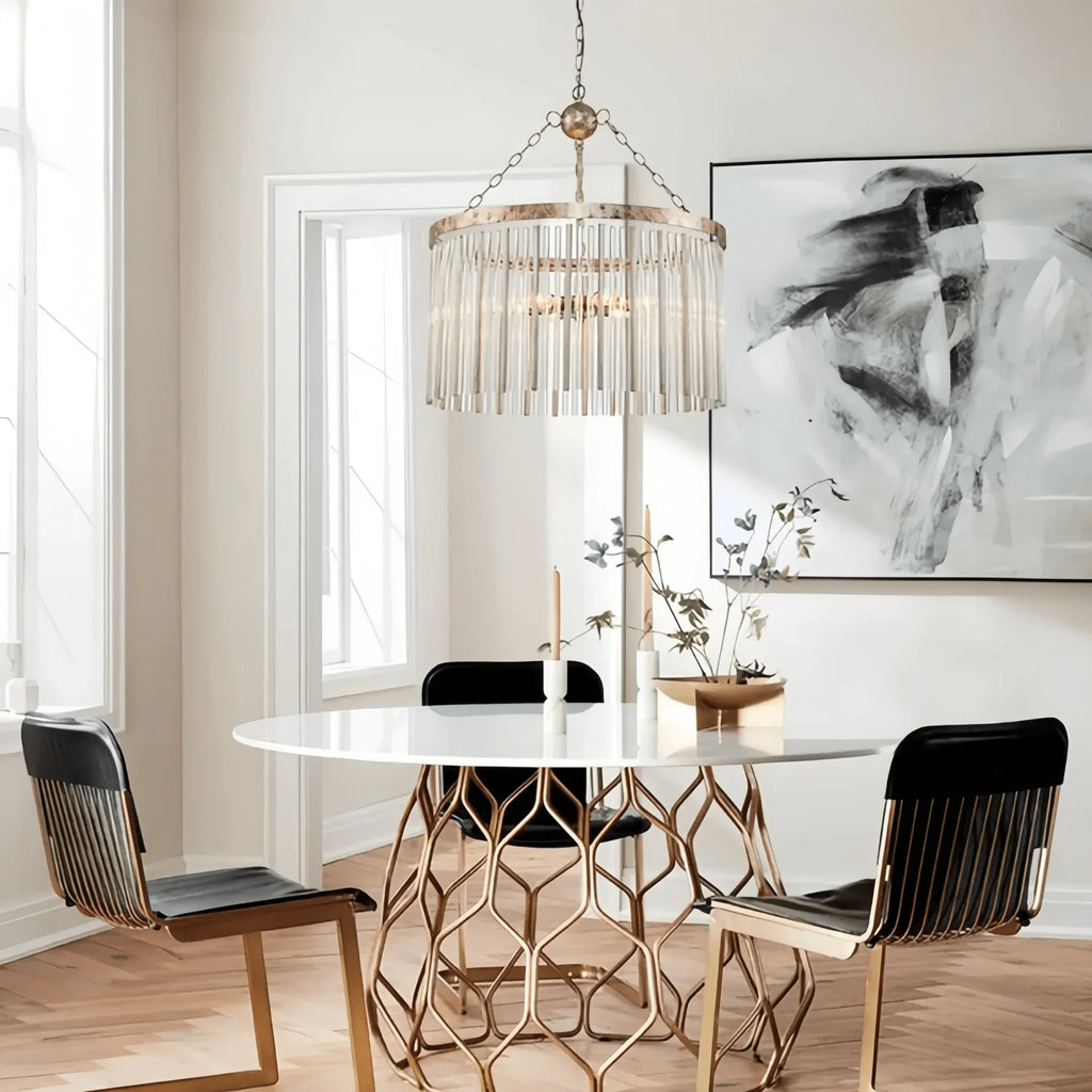Andalucian Round Chandelier 24"35" in clear - dining room lighting