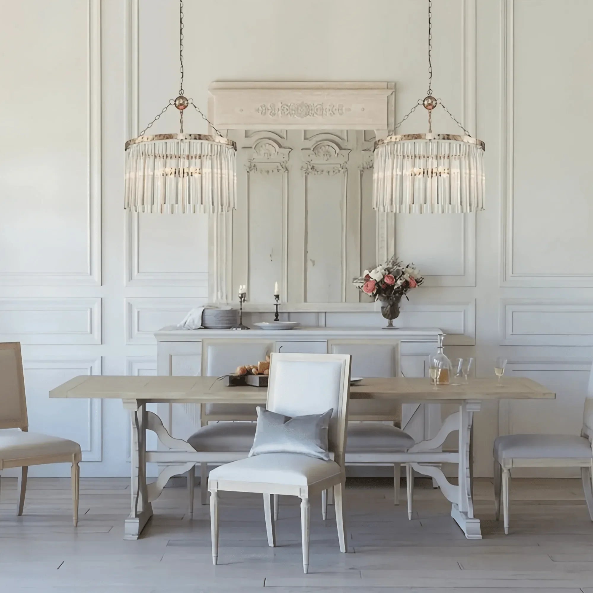 Andalucian Round Chandelier 24"35" in clear - dining room lighting