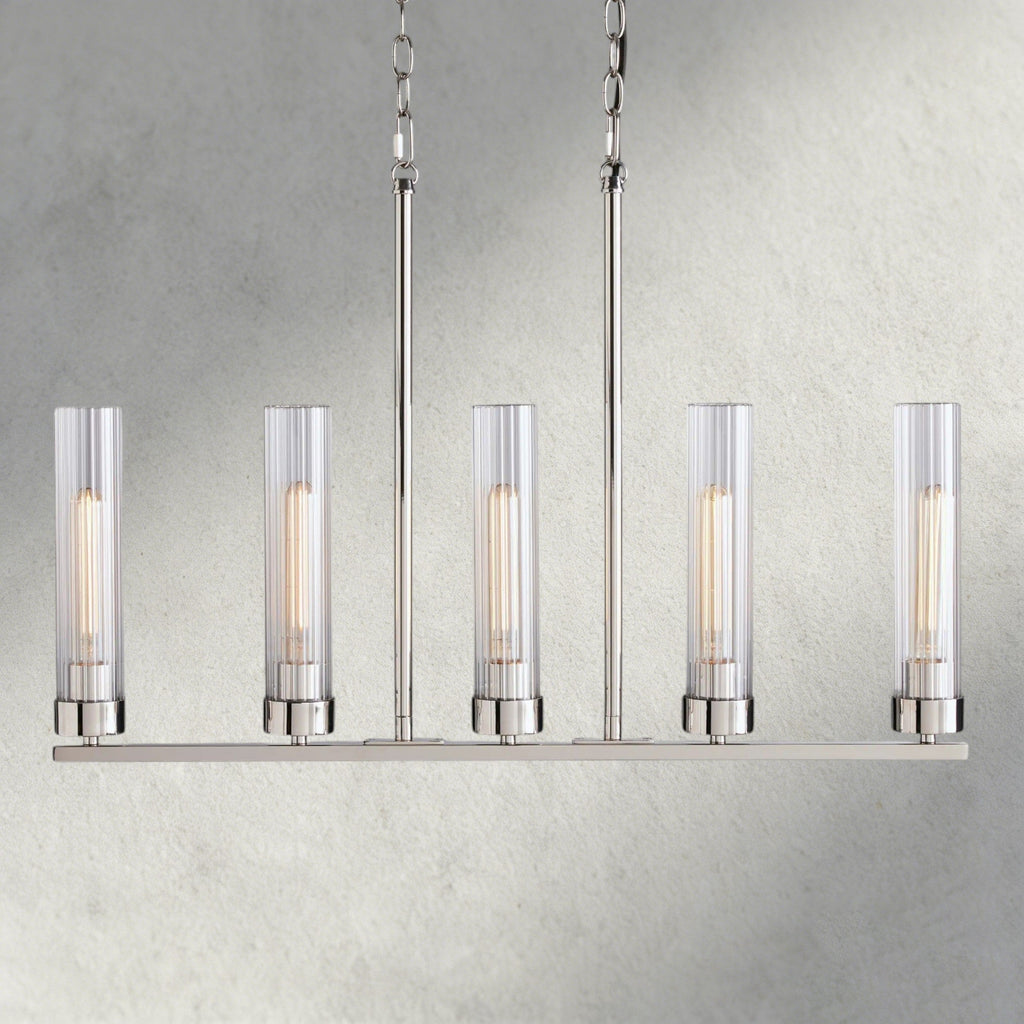 5 Light / Nickle Andreas Linear Chandelier